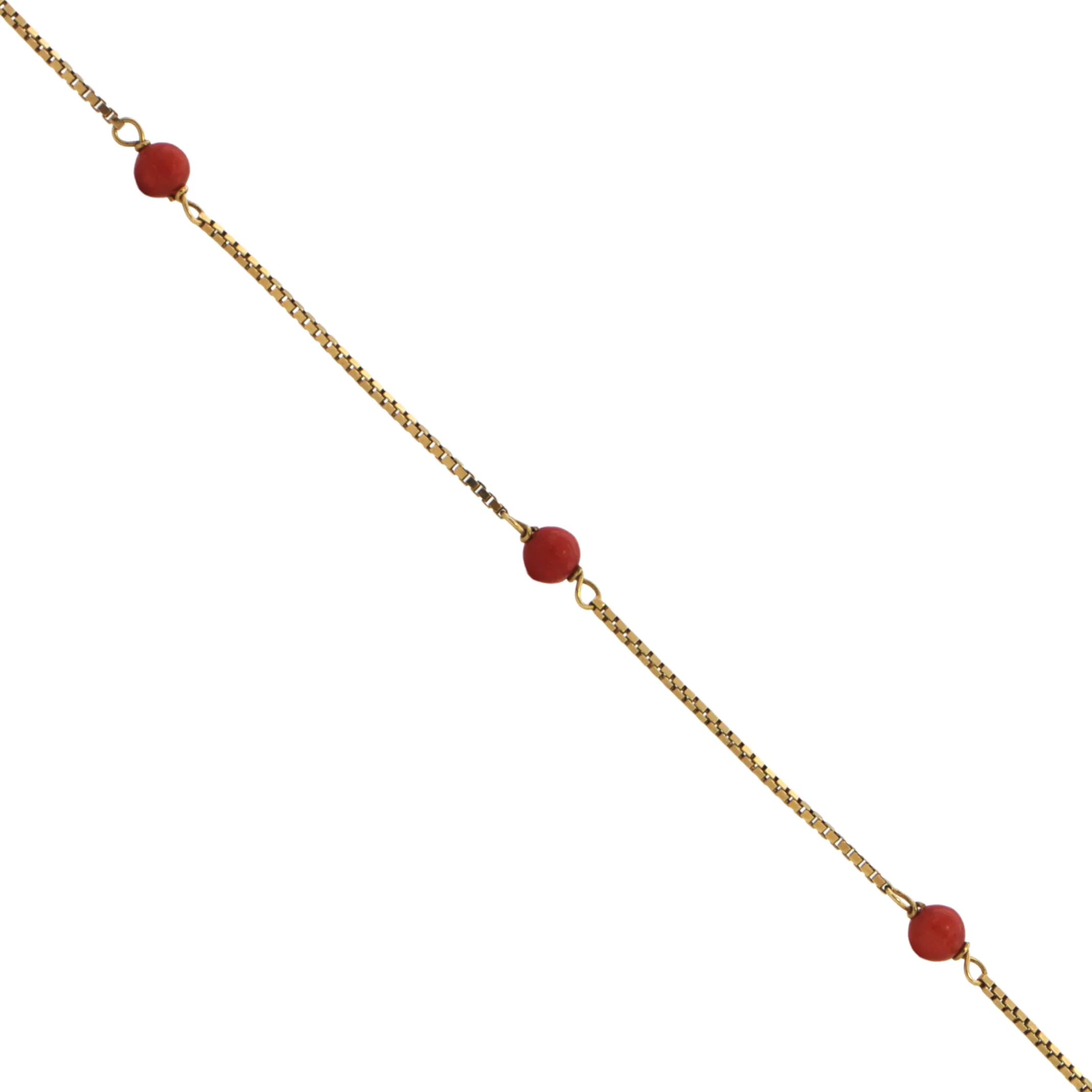 Vintage Coral 18K Box Link Necklace