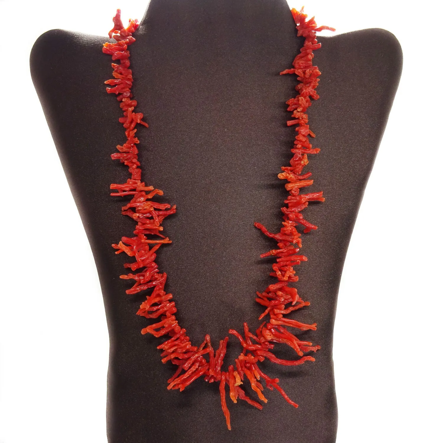 Vintage Natural Salmon Branch Coral Necklace 23"